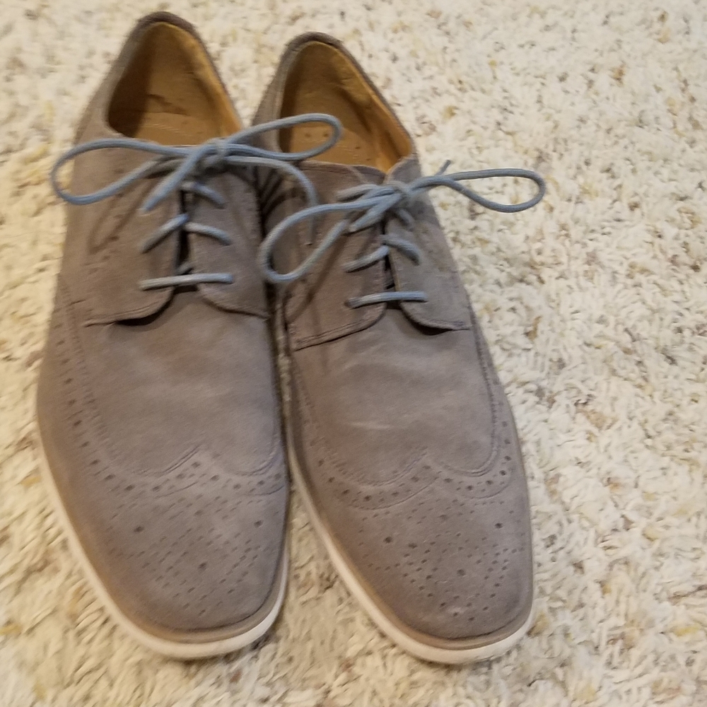 Stacy Adams Grey Suede Dress Shoes with white soles